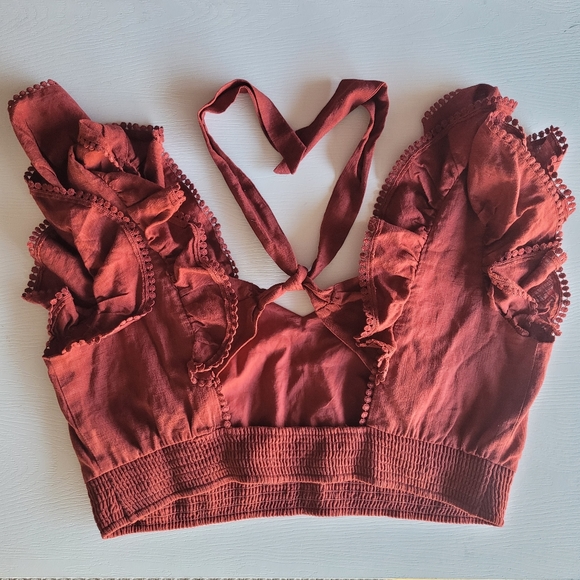 Express Linen blend Ruffle Sleeve top Size XL - Picture 1 of 12